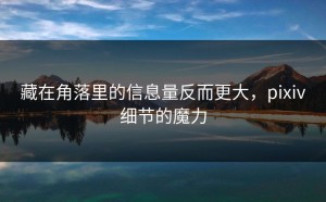 藏在角落里的信息量反而更大，pixiv细节的魔力