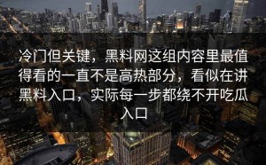 冷门但关键，黑料网这组内容里最值得看的一直不是高热部分，看似在讲黑料入口，实际每一步都绕不开吃瓜入口