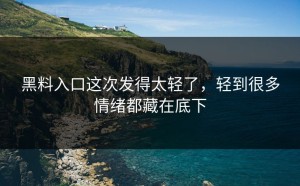 黑料入口这次发得太轻了，轻到很多情绪都藏在底下