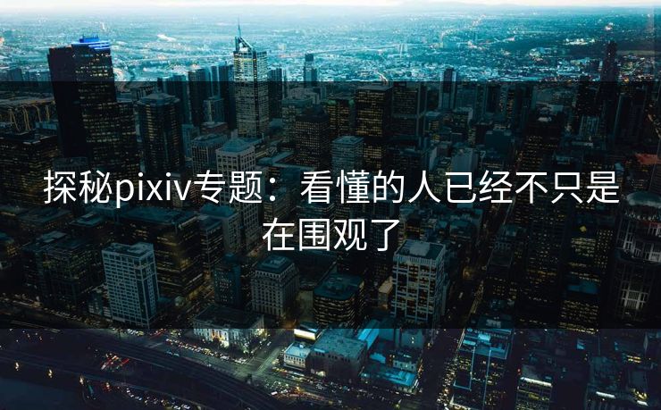 探秘pixiv专题:看懂的人已经不只是在围观了 探秘pixiv专题:看懂的人已经不只是在围观了