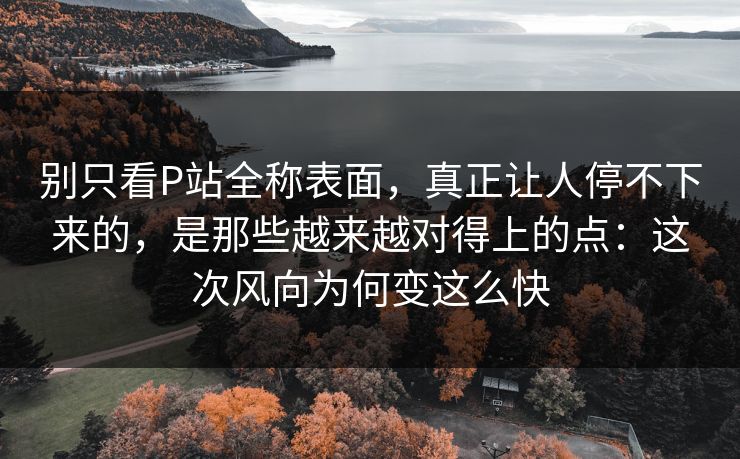 别只看P站全称表面,真正让人停不下来的,是那些越来越对得上的点:这次风向为何变这么快 别只看P站全称表面,真正让人停不下来的,是那些越来越对得上的点:这次风向为何变这么快